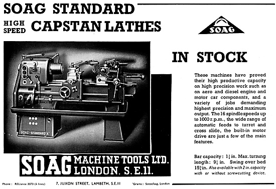 Soag Machine Tools - Soag Standard Capstan Lathes                