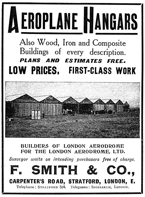 F.Smith & Co. Hangars. Builders Of London Aerodrome, Hendon      