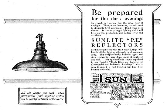 The Sun Electrical Co- Factory Lighting. Sunlite P.E. Reflectors 