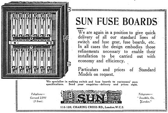 The Sun Electrical Company - Sun Fuse Boards 1919                