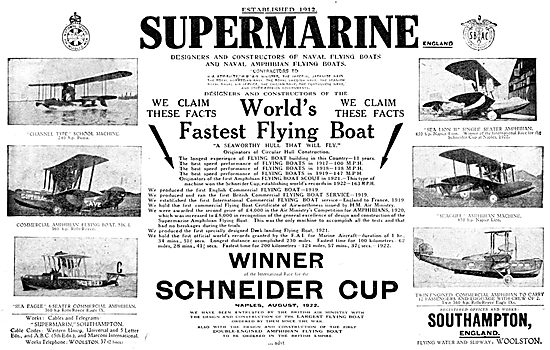 Supermarine Flying Boats & Amphibians 1923 - Schneider Cup       