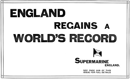 Supermarine Aircraft  World's Record 1925                        