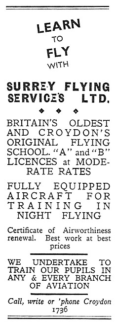 Surrey Flying Services 1932                                      