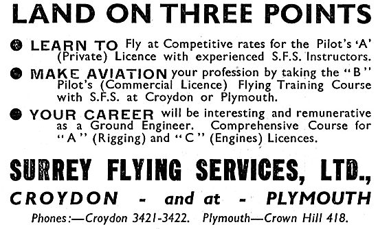 Surrey Flying Services - Learn To Fly At Croydon & Plymouth      