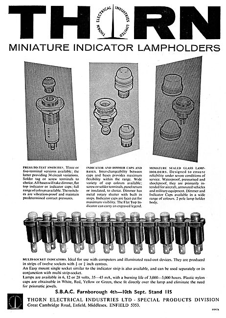 Thorn Miniature Indicator Lampholders For Aircraft               