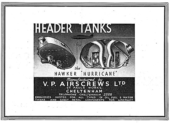 V.P. Airscrews. Cheltenham. Aircraft Sheet Metal Work. Tanks     