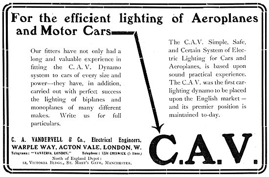 Vandervell C.A.V. Aeroplane Lighting                             