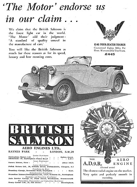 British Salmson 12-65 Four Seater Tourer                         