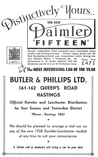 Daimler Fifteen - Daimler 15. 1937. Butler & Philips Hastings    