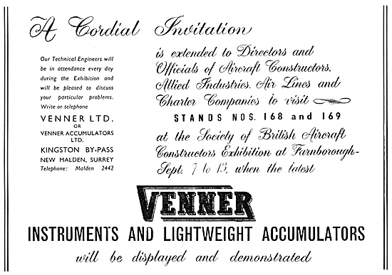 Venner Instruments & Accumulators 1953                           