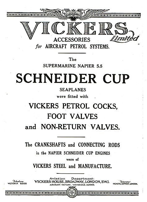 Vickers Aircraft Petrol System Accessories Used On Supermarine S5