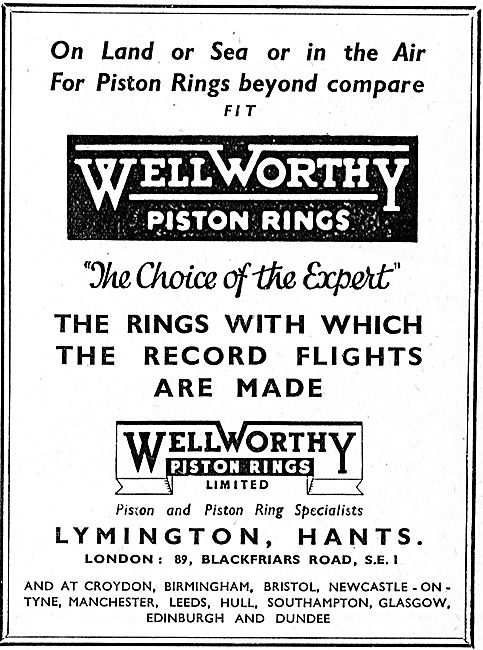 Wellworthy Aero Engine Piston Rings                              