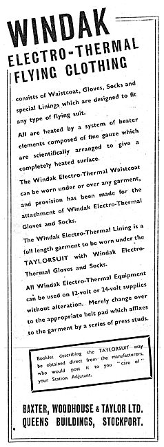 Baxter Woodhouse & Taylor Windak Electro Thermal Flying Clothing 
