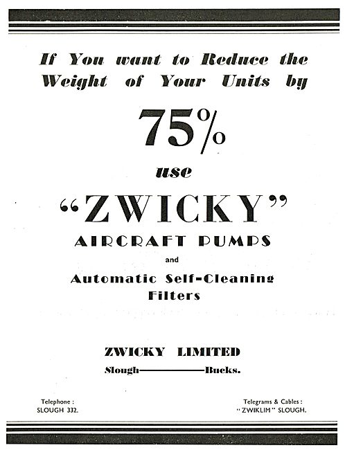 Zwicky Aircraft Pumps & Filters                                  